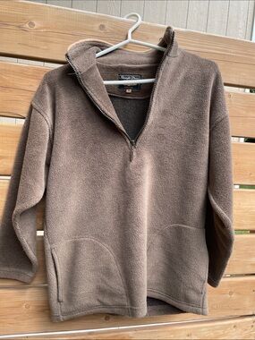 Straight Down Simply Denim Women's Brown Quarter-Zip Fleece Pullover Fleece